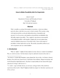 How to Make Possibility Safe for Empiricists Abstract 1. Introduction