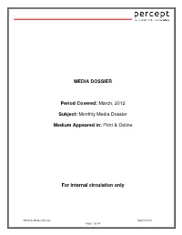 Monthly Media Dossier Medium Appeared In