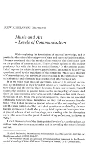 Music and Art - Levels of Communication