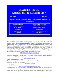 Newsletter on Atmospheric Electricity