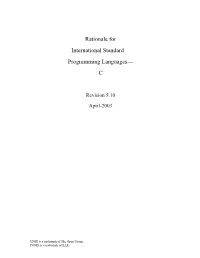 Rationale for International Standard— Programming Languages— C