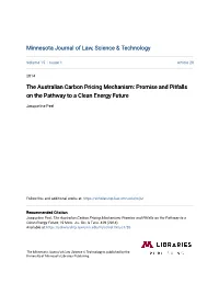 The Australian Carbon Pricing Mechanism: Promise and Pitfalls on the Pathway to a Clean Energy Future