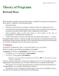 Theory of Programs Bertrand Meyer