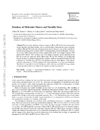 Database of Molecular Masers and Variable Stars