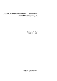 Deconvolution Algorithms of 2D Transmission - Electron Microscopy Images