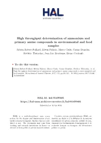 High Throughput Determination of Ammonium and Primary Amine