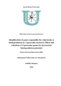 Identification of Genes Responsible for Ochratoxin-A Biodegradation By
