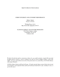 Nber Working Paper Series Ethnic Diversity And