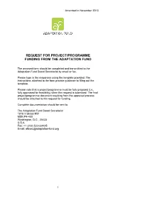 Request for Project/Programme Funding from the Adaptation Fund
