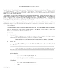 Sample Shared Parenting Plan
