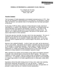 Federal Environmental Assessment Panel Process