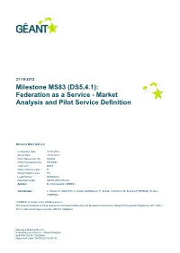 Federation As a Service - Market Analysis and Pilot Service Definition