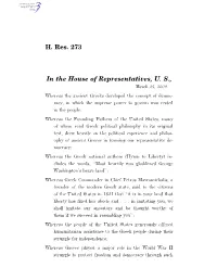 H. Res. 273 in the House of Representatives, U