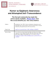 Humor As Epiphanic Awareness and Attempted Self-Transcendence