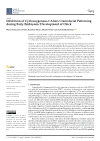 Inhibition of Cyclooxygenase-2 Alters Craniofacial Patterning During Early Embryonic Development of Chick