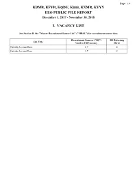 KBMR, KFYR, KQDY, KSSS, KXMR, KYYY EEO PUBLIC FILE REPORT December 1, 2017 - November 30, 2018