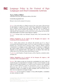 Language Policy in the Context of Sign Languages and Deaf Community Activism