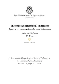 Phonotactics in Historical Linguistics: Quantitative Interrogation of a Novel Data Source