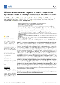 Serotonin Heteroreceptor Complexes and Their Integration of Signals in Neurons and Astroglia—Relevance for Mental Diseases