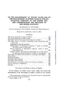 Sociation Constant of the Buffer and the Concentration and Reaction of the Buffer Solution.*