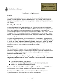 Trans Equality Policy Statement