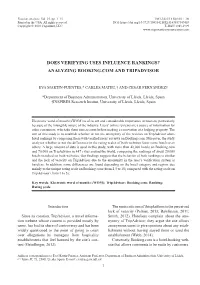 Analyzing Booking.Com and Tripadvisor