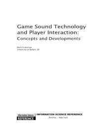 Game Sound Technology and Player Interaction: Concepts and Developments