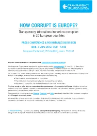 HOW CORRUPT IS EUROPE? Transparency International Report on Corruption in 25 European Countries
