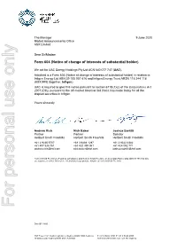 Notice of Change of Interests of Substantial Holder)