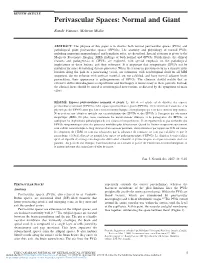 Perivascular Spaces: Normal and Giant