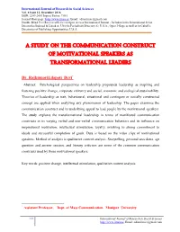 A Study on the Communication Construct of Motivational Speakers As Transformational Leaders
