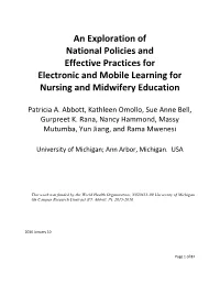 An Exploration of National Policies and Effective Practices for Electronic and Mobile Learning for Nursing and Midwifery Education