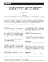 Social Learning Theory in the Age of Social Media: Implications for Educational Practitioners