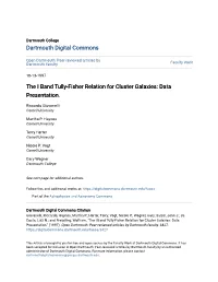 The I Band Tully-Fisher Relation for Cluster Galaxies: Data Presentation
