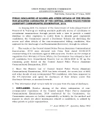 UNION PUBLIC SERVICE COMMISSION EXAMINAITON BRANCH New Delhi, Dated the 3Rd June, 2020