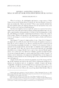David V. Goliath (1 Samuel 17): What Is the Author Doing with What He Is Saying?