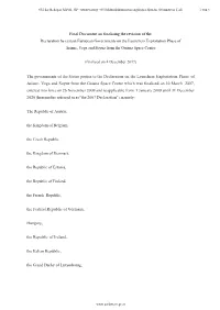 Final Document on Finalising the Revision of the Declaration by Certain European Governments on the Launchers Exploitation Phase