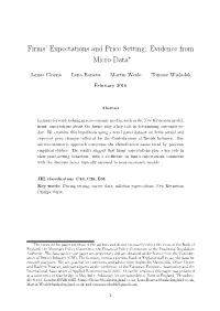 Firms' Expectations and Price Setting: Evidence from Micro Data