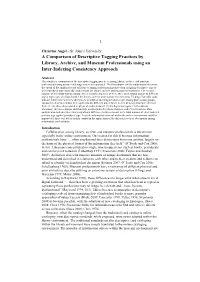 A Comparison of Descriptive Tagging Practices by Library, Archive, and Museum Professionals Using an Inter-Indexing Consistency Approach