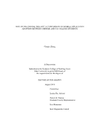 A Comparison of Mobile Application Adoption Between Chinese and Us College Students