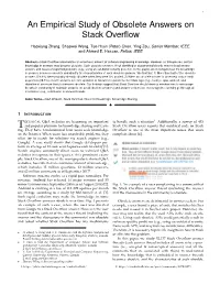An Empirical Study of Obsolete Answers on Stack Overflow