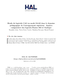 Etude De Logiciels CAO En Mode SAAS Dans