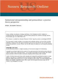 Institutional Entrepreneurship and Permaculture: a Practice Theory Perspective