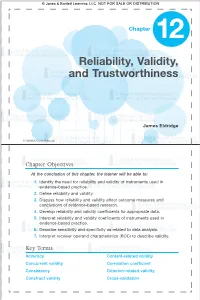 Reliability, Validity, and Trustworthiness