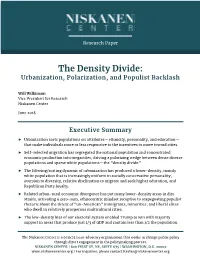 The Density Divide: Urbanization, Polarization, and Populist Backlash