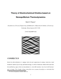 Theory of Electrochemical Kinetics Based on Nonequilibrium