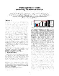 Analyzing Efficient Stream Processing on Modern Hardware