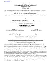 EQT CORPORATION (Exact Name of Registrant As Specified in Its Charter)