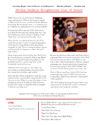 Willie Nelson: Songwriter out of Need