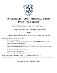 December 7, 2007 Holiday Party Preview Packet